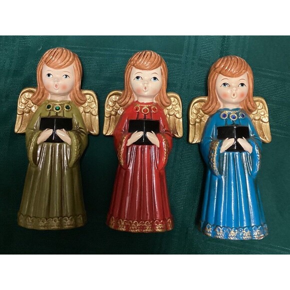 Vintage Set of 3 Singing Christmas Angels Choir Ardo Japan Ceramic MCM Complete - Picture 14 of 16